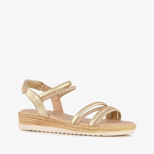 Meisjes sandalen met sleehakje goud