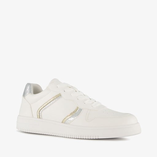 Metallic dames sneakers wit zilver