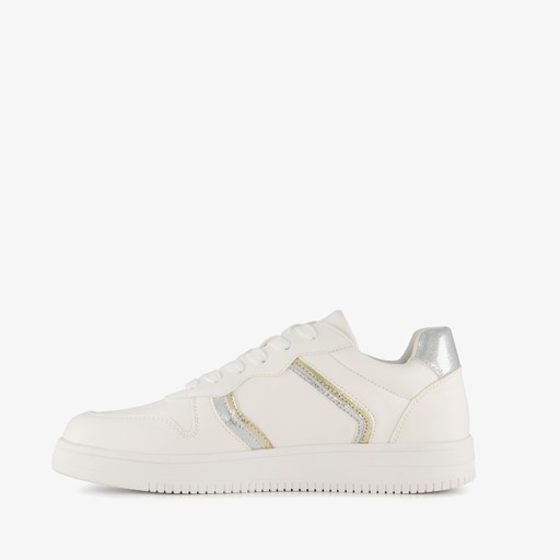 Metallic dames sneakers wit zilver
