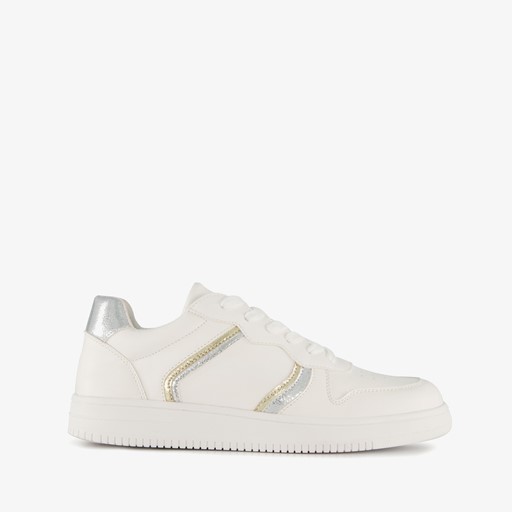 Metallic dames sneakers wit zilver