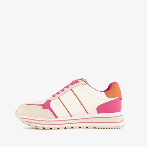 Dames sneakers fuchsia beige
