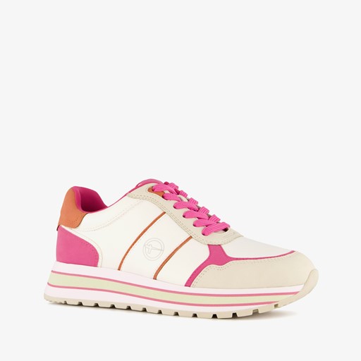 Dames sneakers fuchsia beige