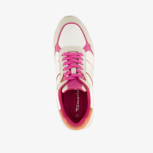 Dames sneakers fuchsia beige