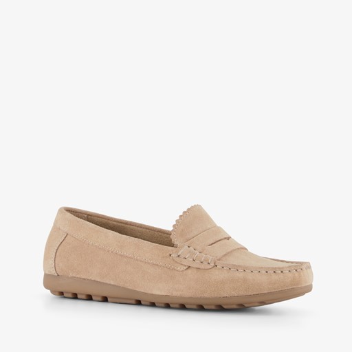 Suède dames mocassins beige