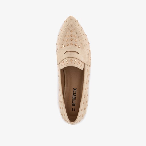 Dames loafers met studs beige