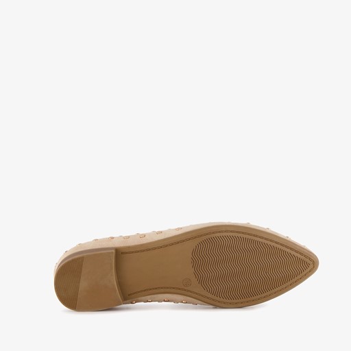 Dames loafers met studs beige