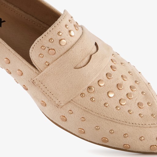 Dames loafers met studs beige