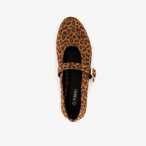 Dames ballerina’s met panterprint bruin