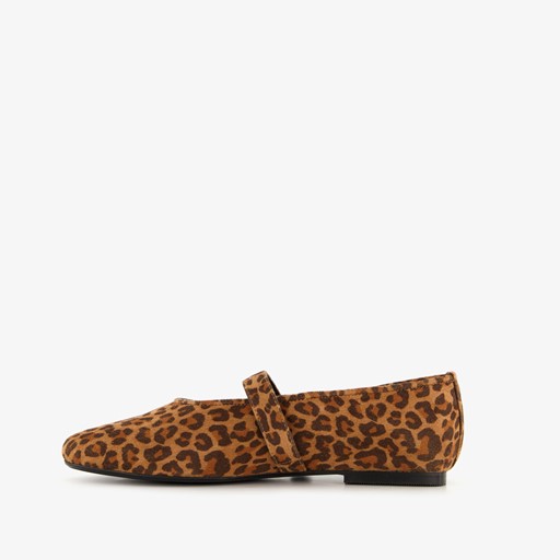 Dames ballerina’s met panterprint bruin