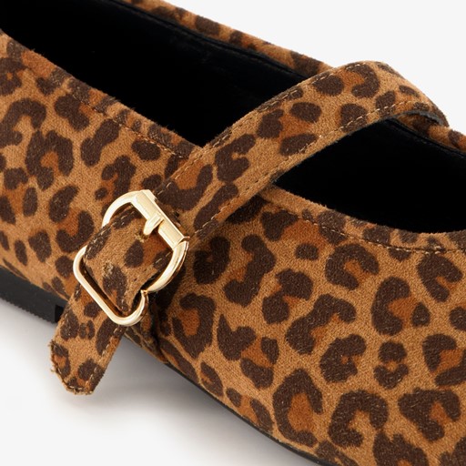 Dames ballerina’s met panterprint bruin