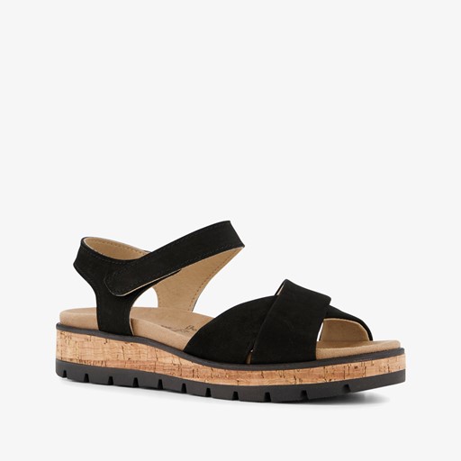 Leren dames sandalen zwart