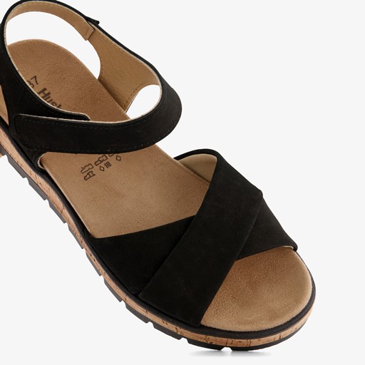 Leren dames sandalen zwart