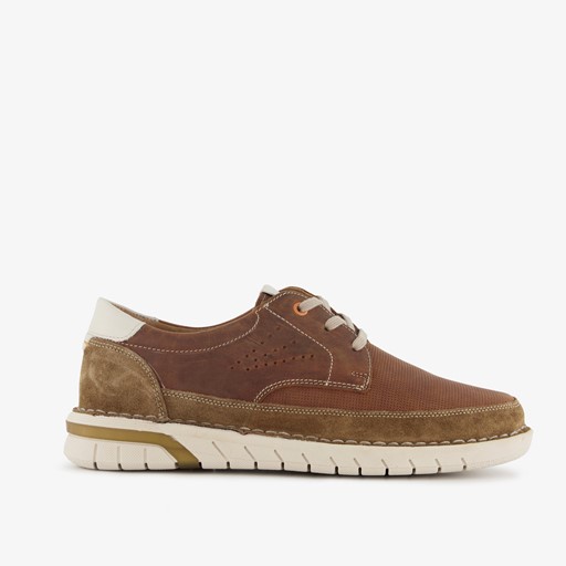 Leren veterschoenen bruin wit