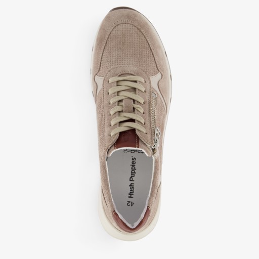 Leren heren sneakers beige met rits