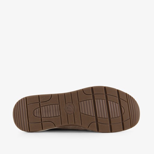 Leren heren sneakers beige met rits