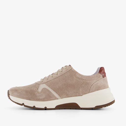 Leren heren sneakers beige met rits