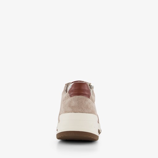Leren heren sneakers beige met rits
