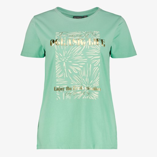 Dames T-shirt met gouden tekstopdruk