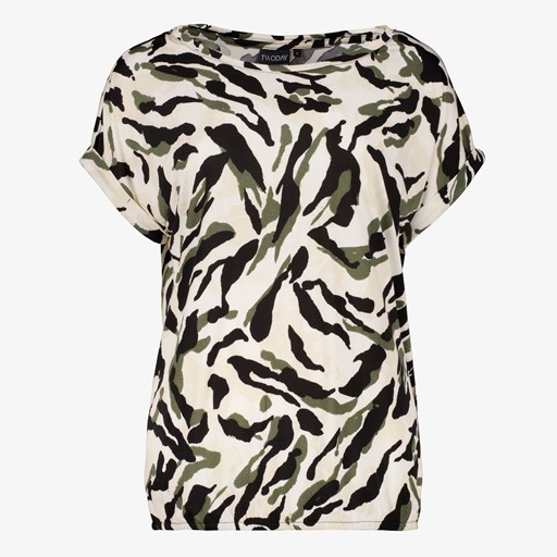 Dames T-shirt met print zwart groen