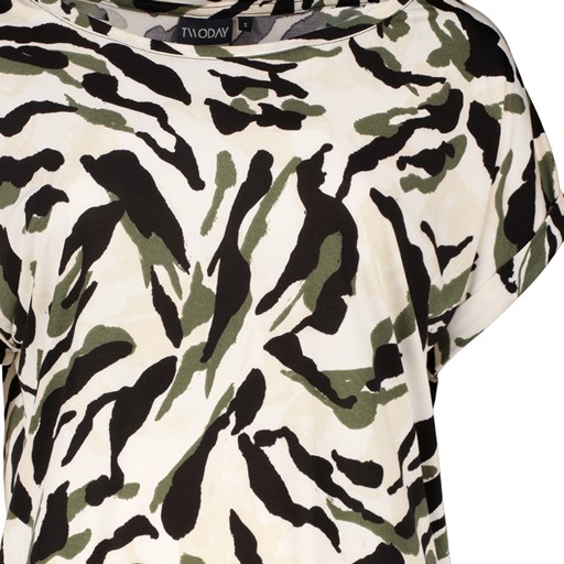 Dames T-shirt met print zwart groen