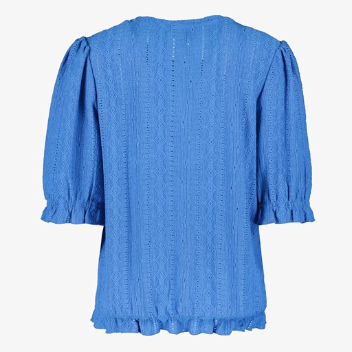 Dames broderie top blauw