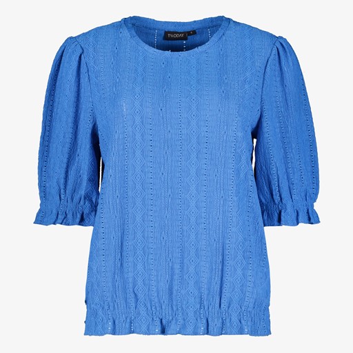 Dames broderie top blauw