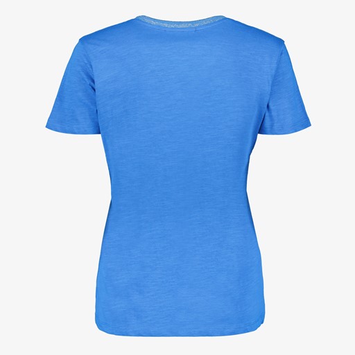 Dames T-shirt met V-hals glitters blauw