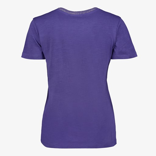 Dames T-shirt met V-hals glitters paars