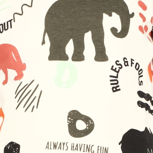 Jongens T-shirt dierenprint wit