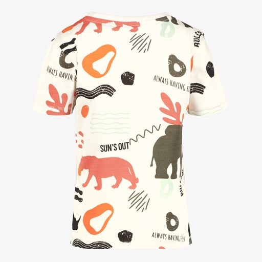 Jongens T-shirt dierenprint wit