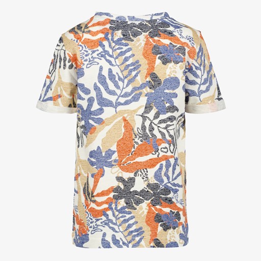 Jongens T-shirt tropische print wit
