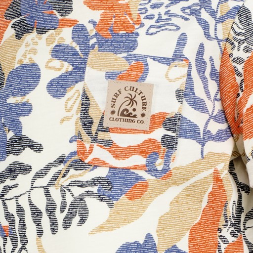 Jongens T-shirt tropische print wit