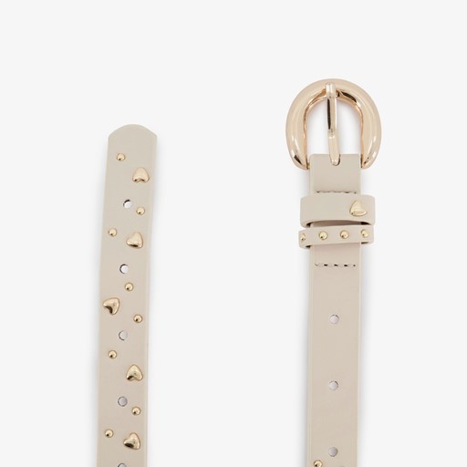 Meisjes riem met hartjes beige goud