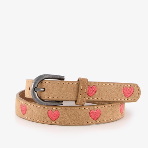 Meisjes riem met hartjes bruin
