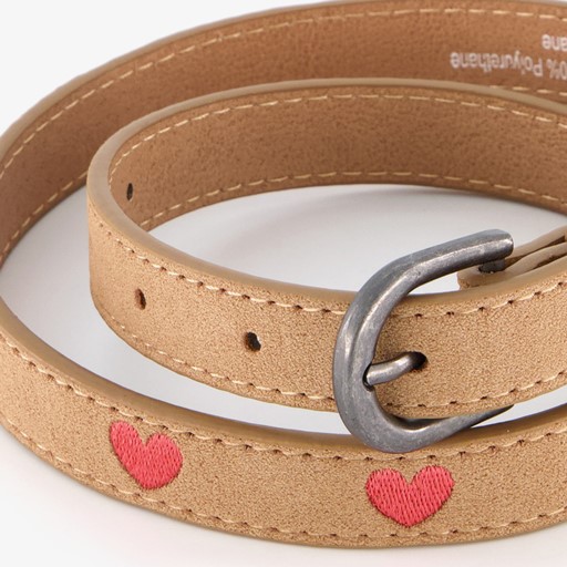 Meisjes riem met hartjes bruin