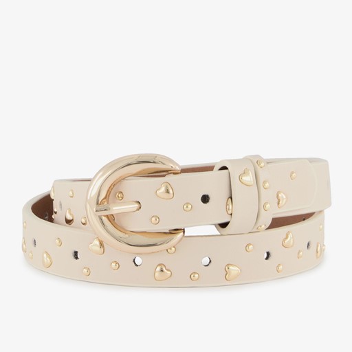 Meisjes riem met hartjes beige goud