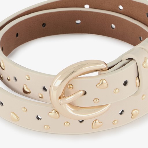 Meisjes riem met hartjes beige goud