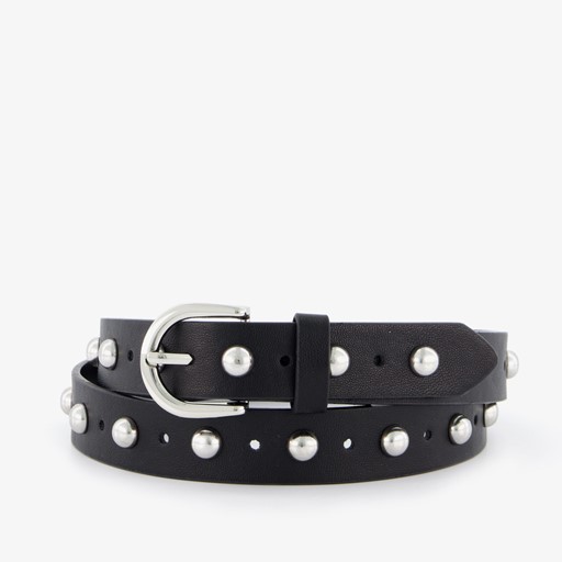 Dames riem met studs zwart zilver