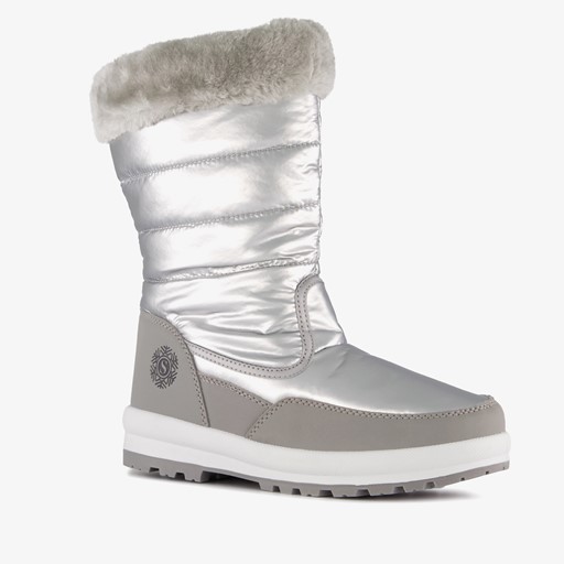 Gevoerde dames snowboots zilverkleurig