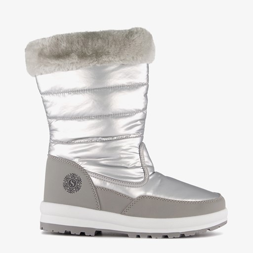 Gevoerde dames snowboots zilverkleurig