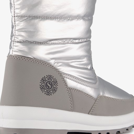 Gevoerde dames snowboots zilverkleurig