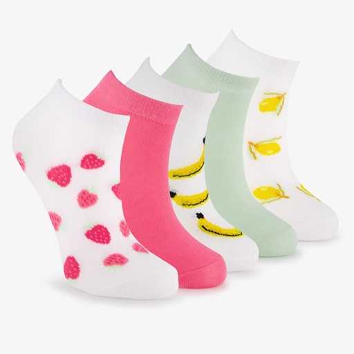 5 paar kinder sneakersokken met fruitprint