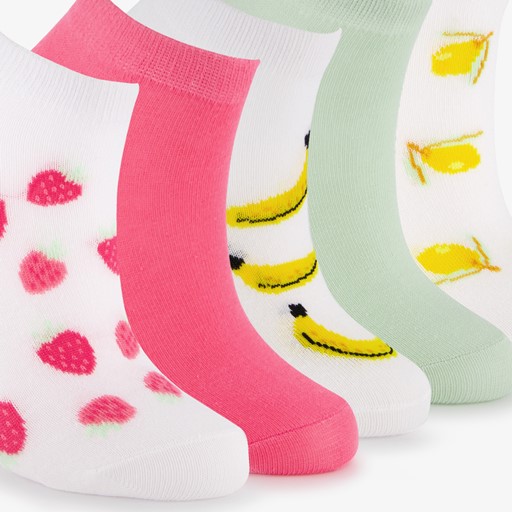 5 paar kinder sneakersokken met fruitprint