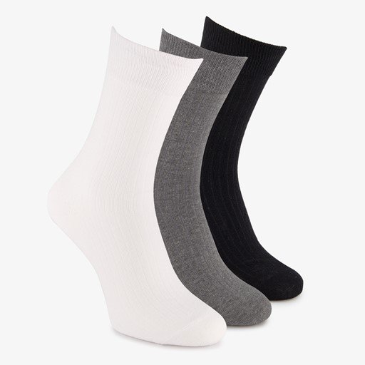3 paar heren rib sokken wit en zwart