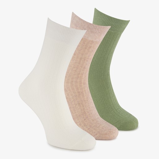 3 paar heren rib sokken groen oranje