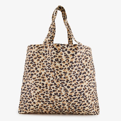 Dames shopper met panterprint beige