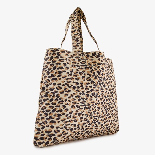 Dames shopper met panterprint beige