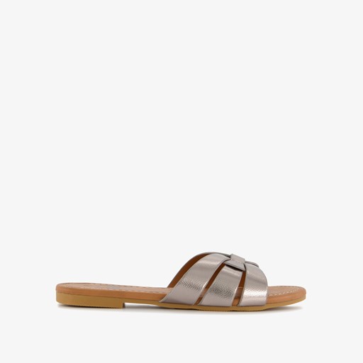 Dames slippers zilverkleurig