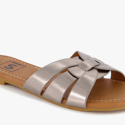 Dames slippers zilverkleurig