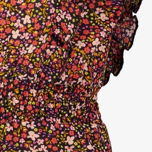 Meisjes playsuit met scrunchie bloemenprint